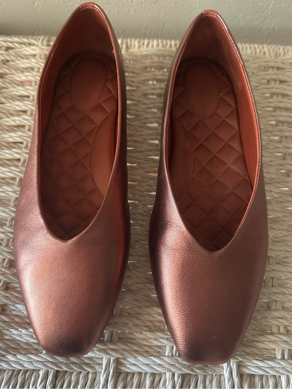Birdies Rare Metallic Copper-Bronze Tone Leather Ballet Flats Size 9.5
